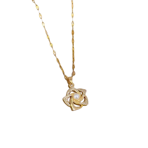 GARGANTILHA FLORES BANHADA EM OURO 18K